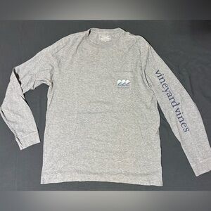 Vineyard Vines Gray Long-Sleeve Pocket Tee with Sleeve Logo
